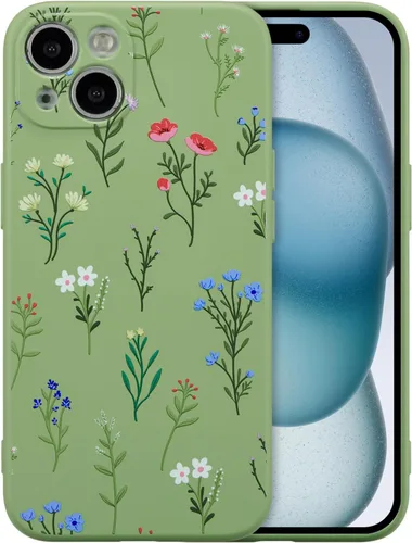 Miniatura 110 de RALEAVO Funda Floral para iPhone 12, Cubierta de Silicona Líquida con Bonito Patrón de Rama de Flores para Niñas y Mujeres, Funda Protectora de Goma