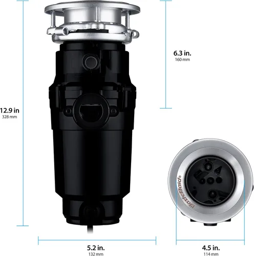 Miniatura 3 de Waste Maid 10-US-WM-058-3B - Sistema de molienda de residuos de alimentos de acero inoxidable antiatascos, 1/2 HP Economy, negro