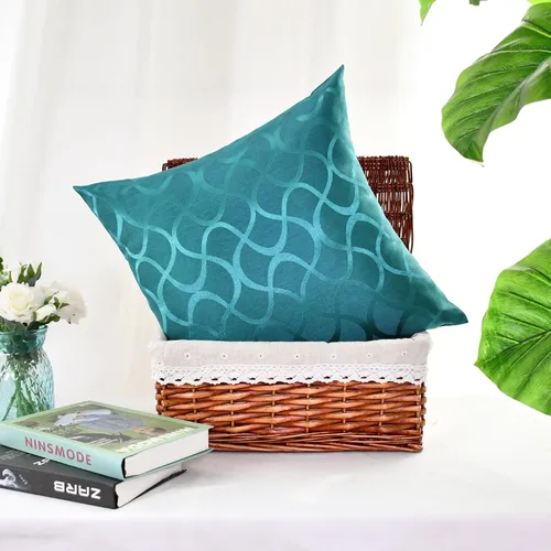 Miniatura 4 de CaliTime Juego de 2 fundas de almohada modernas, brillantes y opacos, con forma de onda, geométricas abstractas, para sofá, cama, sofá, decoración