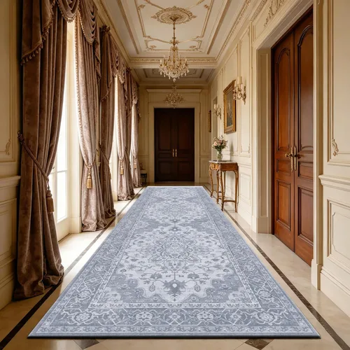 Miniatura 10 de Ukeler - Alfombra rústica con diseño floral para sala, dormitorio, comedor, Country rústico, Azul (luxury blue)