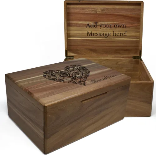 Miniatura 29 de Caja de madera grabada personalizada grande – Caja de recuerdo de madera de acacia con mensaje oculto personalizado, cajas de memoria de nogal