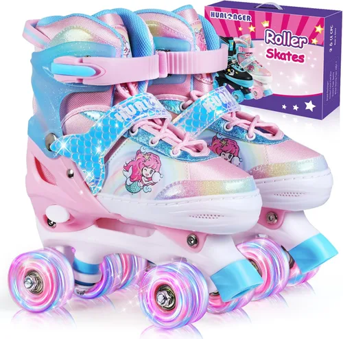 Miniatura 9 de Patines de Ruedas, Patines de Ruedas Ajustables de 4 Tallas para Niños, Ruedas con Luces y Adorables Diseños de Dibujos Animados, Múltiples Capas