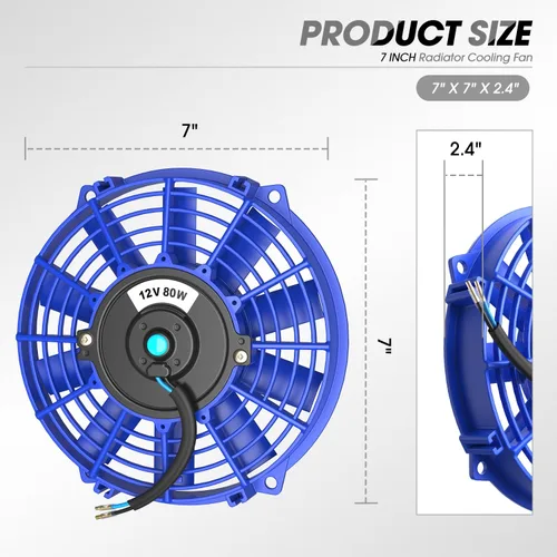 Miniatura 2 de DNA Motoring - Ventilador de radiador de enfriamiento eléctrico de alto rendimiento, delgado, de 7 pulgadas, azul, con kit de montaje, RAF-7-BL+FMK