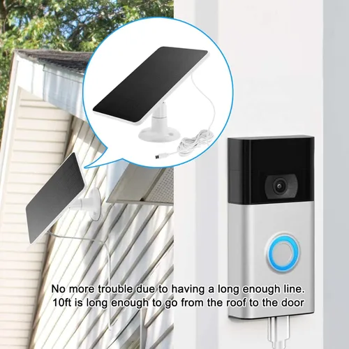 Miniatura 4 de Paquete de 2 cargadores de cámara de panel solar de 5 V 7 W para cámara SimpliSafe al aire libre y cámara de seguridad al aire libre Serie 2 Cable
