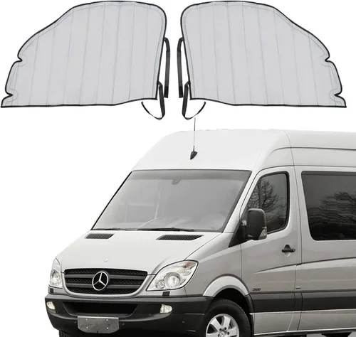 Miniatura 10 de Parasoles para parabrisas Mercedes-Benz Sprinter Van, cubierta de ventana gruesa con aislamiento Oxford para parabrisas de caravana, imanes