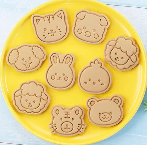 Miniatura 5 de Juego de 8 moldes de galletas de animales lindos con diseño de animales, moldes de galletas de conejo, molde para galletas de oso, herramientas