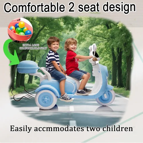 Miniatura 3 de Motocicleta de paseo de 12 V y 2 asientos para niños, juguete con batería eléctrica, bicicleta de tierra para niños, vehículo todoterreno, bicicleta