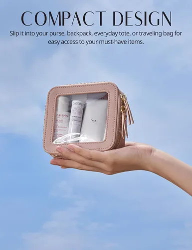 Miniatura 5 de Bolsa de maquillaje transparente Popvibe, estuche de cosméticos de viaje con cremallera, bolsa de aseo transparente con cremallera, organizador Malva