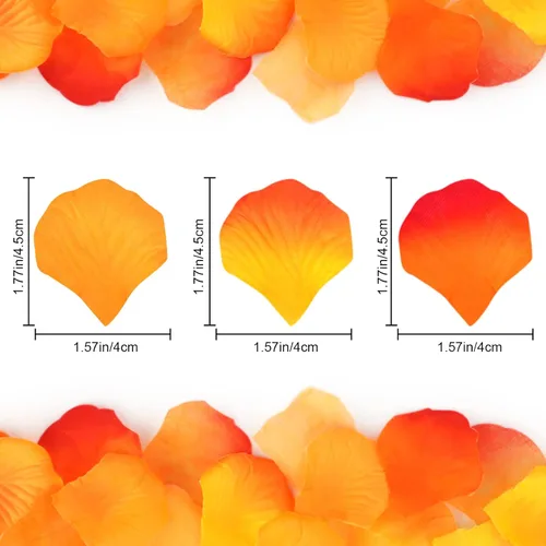 Miniatura 4 de 3000 pétalos de rosa, pétalos de rosa para bodas, pétalos de flores artificiales (naranja y amarillo)