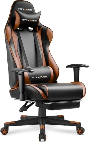 Miniatura 12 de GTRACING Silla Gaming con Reposapiés, Silla Ergonómica de Escritorio para Juegos, Silla Reclinable Gamer con Ajuste de Altura del Asiento, Balancín