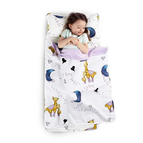 Miniatura 25 de JumpOff Jo Colchoneta de siesta extra larga para niños - Cómoda colchoneta de descanso para niños con almohada extraíble y manta ultra suave