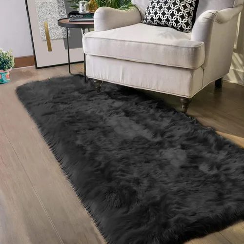 Miniatura 22 de Latepis - Tapete rectangular de piel sintética tipo lana de oveja suave, esponjosa y lavable para sala de estar, dormitorio, sala de juegos o Blanco