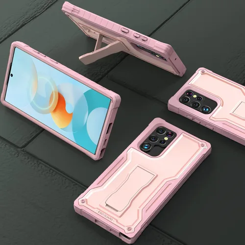 Miniatura 6 de ExoGuard Funda para Samsung Galaxy S22 Ultra, funda de goma resistente a prueba de golpes con soporte incorporado (rosa)