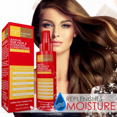 Miniatura 3 de Arvazallia Mascarilla capilar sin enjuague y acondicionador hidratante en aerosol para cabello seco o dañado, acondicionador e hidratante de grado