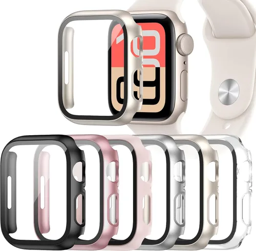 Miniatura 12 de Paquete de 6 fundas para Apple Watch SE 3 (2025)/SE 2/SE/Series 6/5/4 de 40 mm con protector de pantalla de vidrio templado, funda protectora