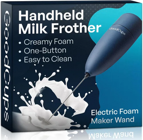 Espumador de leche de mano - Varita eléctrica para hacer espuma con batidor de acero inoxidable - Mini mezclador a batería para café, matcha, lattes
