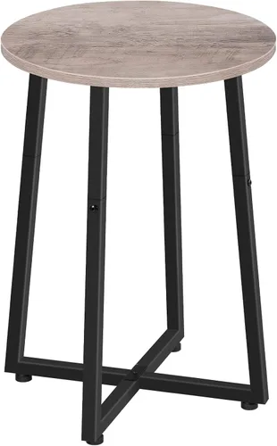 Miniatura 13 de HOOBRO - Mesa auxiliar redonda, mesa de acento con pedestal de metal resistente, mesita de noche redonda de 15.7", para sala de estar, dormitorio