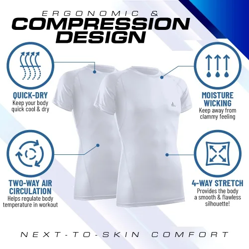 Miniatura 3 de Camiseta de compresión para hombre, manga corta, ajuste seco, atlética, capa base, paquete de 2