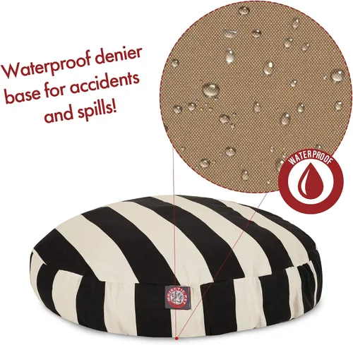 Miniatura 5 de Majestic Pet Products - Cama redonda pequeña para perros con rayas verticales negras para interiores y exteriores, con funda extraíble y lavable