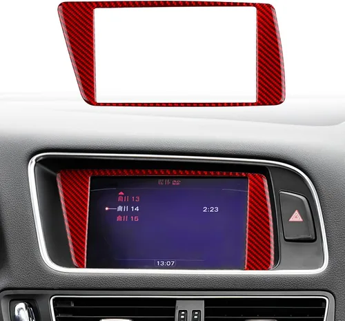 Miniatura 10 de Fibra de carbono, para accesorios Audi, cubierta de marco de navegación de automóvil, panel de consola central, ajuste interior para Audi Q5 Negro