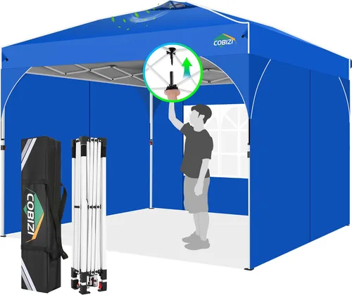Miniatura 64 de COBIZI Tienda de campaña desplegable de 6.6 x 6.6 pies, toldo resistente, fácil de instalar, impermeable, para exteriores, fiestas, playa, jardín