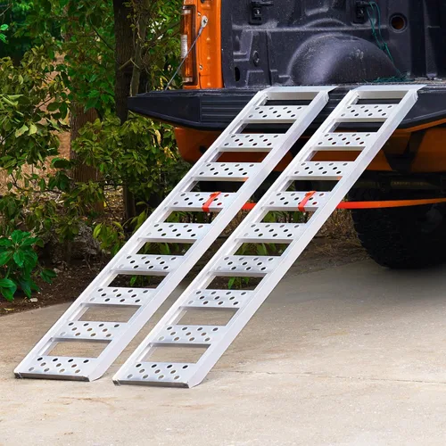 Miniatura 9 de VEVOR Rampas de aluminio, 1250 libras, rampa recta con peldaños y correas de carga, rampa de carga portátil para motocicletas, cuatrimotos