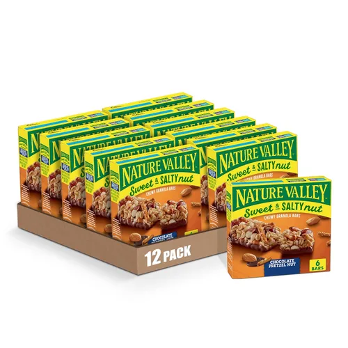 Miniatura 14 de Nature Valley Barras de granola de nueces dulces y saladas, chocolate oscuro cacahuate almendra, 6 barras, 7.2 oz