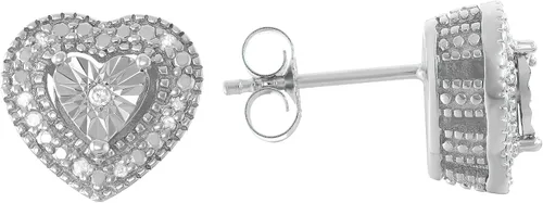 Miniatura 2 de Aretes de perno con solitario con apariencia de diamante blanco hechos de plata esterlina