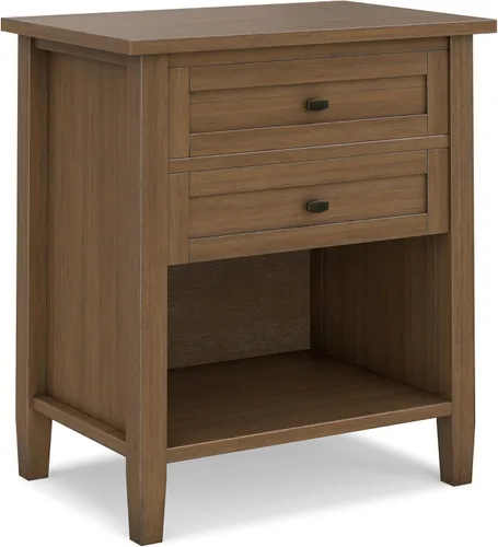 Miniatura 15 de SIMPLIHOME Warm Shaker Mesitas de noche de madera maciza de 24 pulgadas de ancho estilo transicional en negro para sala de estar y dormitorio