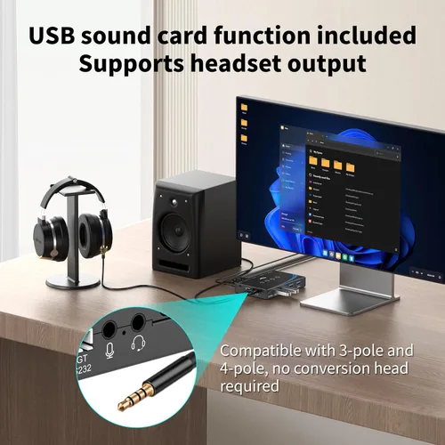 Miniatura 5 de eKL interruptor USB 3.0 para compartir periféricos entre 4 computadoras, interruptor USB de 4 puertos para compartir ratón, teclado, escáner