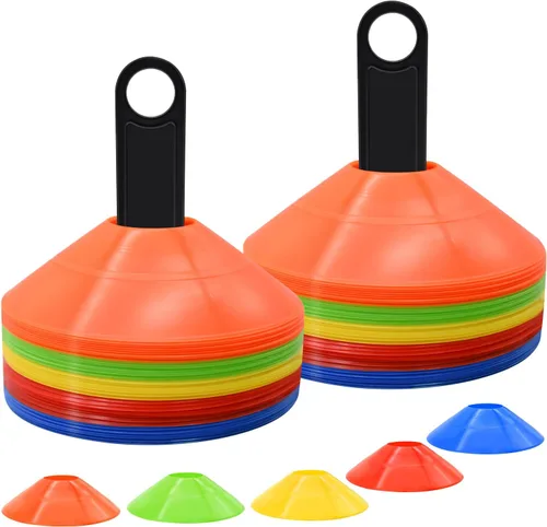 Miniatura 8 de 25/50/100 piezas de conos de disco, conos de agilidad de fútbol con bolsa de transporte y soporte, conos de fútbol para entrenamiento deportivo