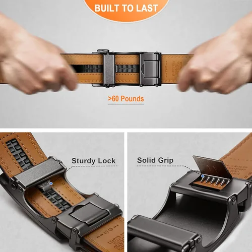 Miniatura 6 de BULLIANT - Cinturón con diseño ajustable de trinquete deslizante para hombre, para usar con pantalón de vestir y camisa Oxford, ajustable a medida