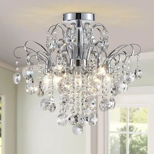 Miniatura 14 de WUZUPS Candelabro colgante de cristal con 5 luces, lámpara de techo moderna para dormitorio, pasillo, bar, cocina, baño, 20.3 pulgadas de alto
