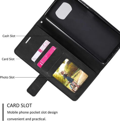 Miniatura 3 de Funda tipo cartera de cuero para Xiaomi Poco X3 NFC, funda de cuero con tapa de PU de alta calidad, con ranuras de crédito, atril, libro de bolsillo