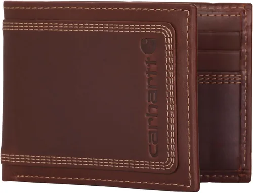 Carhartt Carteras, billetera y portapasaporte para hombre, duradera billetera plegable, disponible en cuero y lona