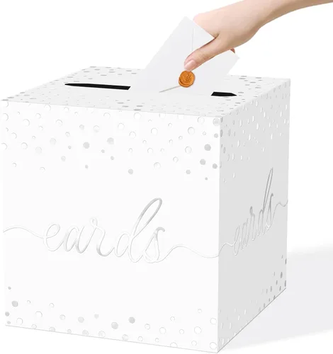 Miniatura 18 de QISOLIY Caja Negra para Tarjetas Cajas de Tarjetas de Boda para Recepción Portador de Caja de Tarjetas de Regalo Caja de Dinero para Graduaciones