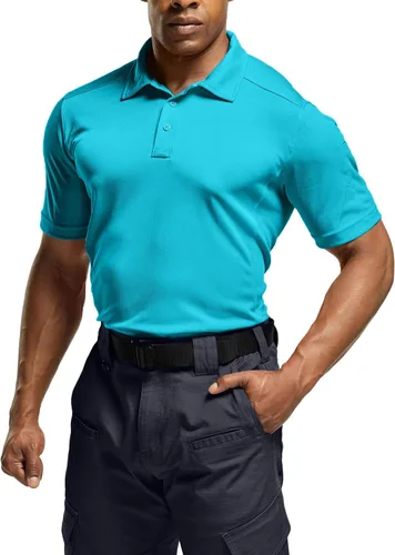 Miniatura 2 de CQR Camiseta polo táctica para hombre, de manga corta, ligera y con Dry Fit, tela piqué, FPU 50+, para exteriores