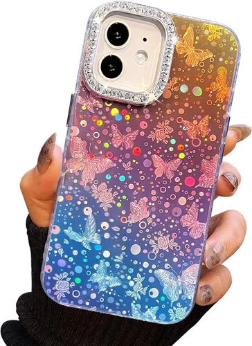 Miniatura 9 de I-MGAE-IN-AR Funda compacta para iPhone 11, diseño de mariposa, marco de protección de lente de cámara con diamante 3D, bonitas fundas protectoras