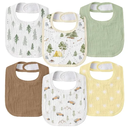 Miniatura 11 de Baberos de muselina para bebé, paquete de 8, baberos para babear y dentición para bebé, absorbentes, suaves de algodón orgánico, babero ajustable