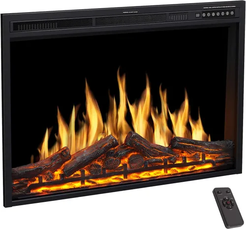 Miniatura 14 de R.W.FLAME - Inserto de chimenea eléctrica de 34" con colores de llama ajustables, colores de leña, velocidad y brillo de la llama, control remoto