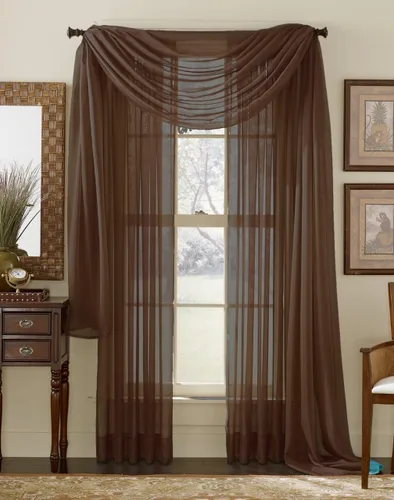 Miniatura 9 de Set de 3 piezas de cortina de gasa (2 piezas de 58" x 84") y cenefa de ventana (1 pieza de 37" x 216") (Negro)
