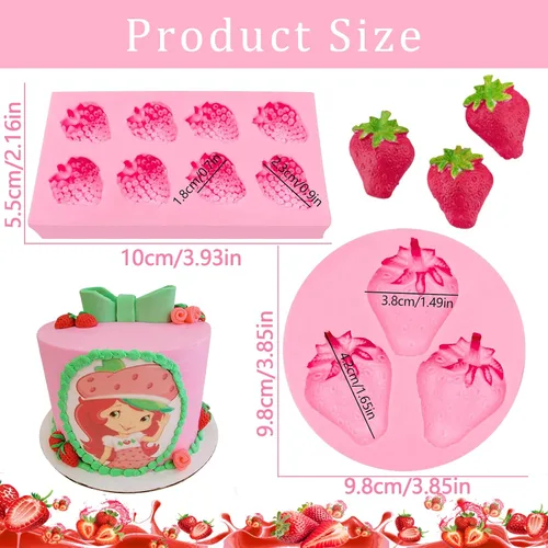 Miniatura 6 de Moldes de fondant de fresa, mini moldes de silicona para decorar pasteles de chocolate con frutas para hornear cupcakes, mousses, caramelos, F-8