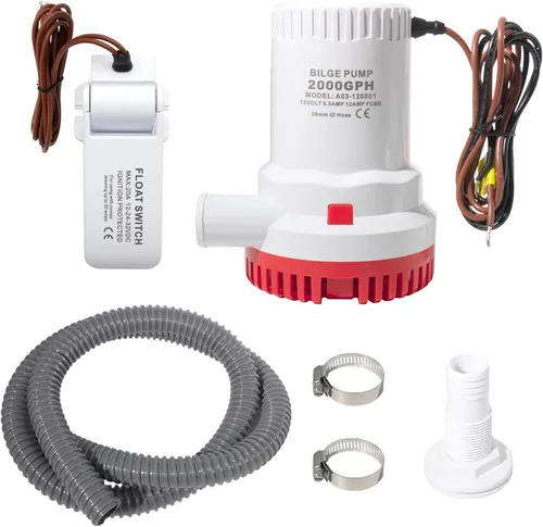 Miniatura 14 de MAKERELE Bomba de sentina automática para barcos 12 V 1100 GPH Bomba de agua de sentina sumergible automática para barcos con interruptor