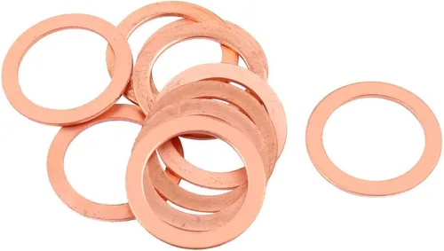 Miniatura 10 de uxcell 10pcs 0.236 in x 0.394 in x 0.039 in anillo plano de cobre aplastamiento arandela sellado junta sujetador