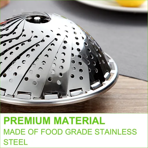 Miniatura 2 de FOFAYU Cesta de Vapor de Verduras para Cocinar, Cesta de Vapor de Acero Inoxidable para Vegetales, Pescado y Comida, Vaporizadores Plegables