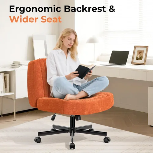 Miniatura 4 de Silla cruzada de base convertible con resortes ensanchados y cojines más gruesos y anchos, silla de oficina con patas sin brazos que alivia el dolor