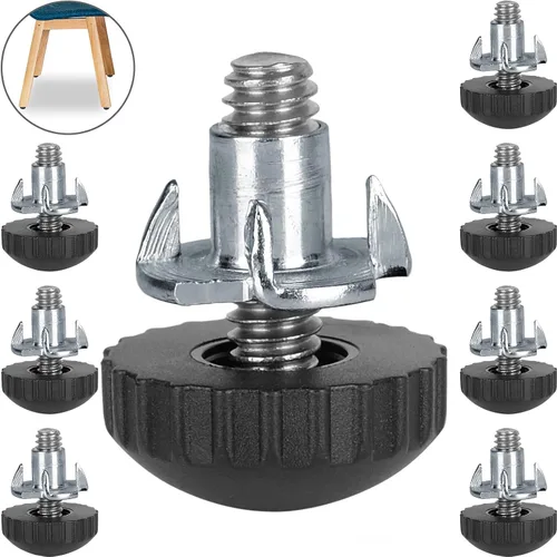 Miniatura 9 de Anwenk Niveladores de muebles de acero inoxidable de 1/4 pies, niveladores ajustables para mesa y silla, deslizadores de pies, paquete de 16