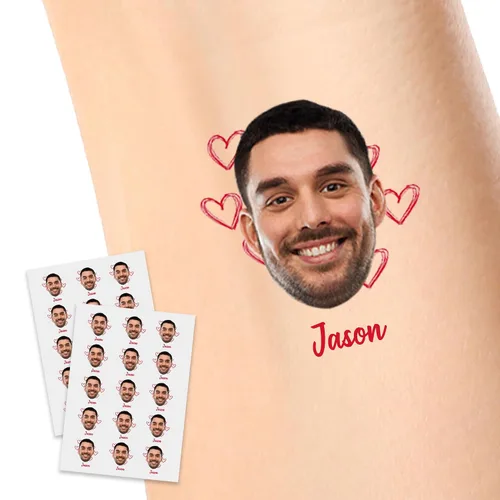Miniatura 30 de YESCUSTOM Tatuajes temporales personalizados con foto, tatuaje facial personalizado con logotipo para adultos, parejas, mujeres, hombres, tatuajes