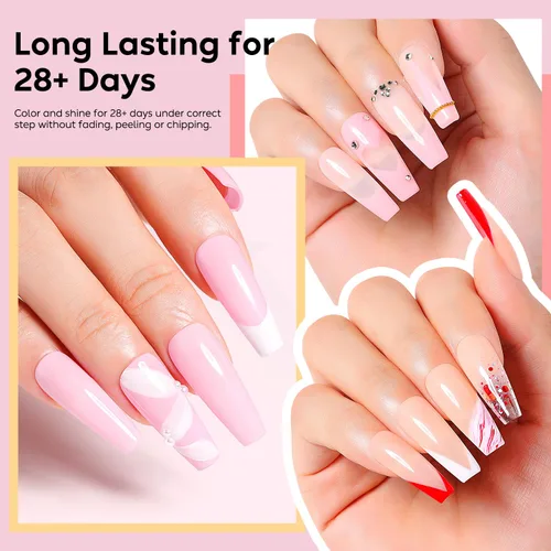 Miniatura 4 de Nicedeco Hema Free Cruelty Free - Esmalte de uñas de gel vegano sin crueldad, 6 unidades de 0.3 fl oz, color nude, rosa, blanco, kit de uñas de gel
