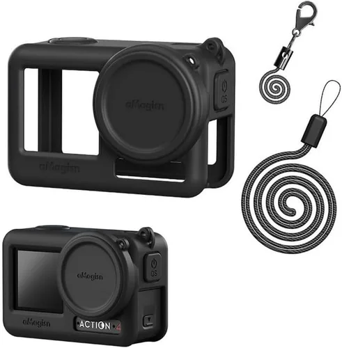 Coyktonty Funda de silicona para DJI Action 4/Action 3, accesorios de funda protectora para OSMO Action 4 3, funda de silicona/correa a prueba de